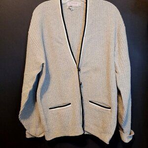 Vintage Cardigan Sweater Gray Walsted Lambs Wool Size 44 Spots Stains Flaws